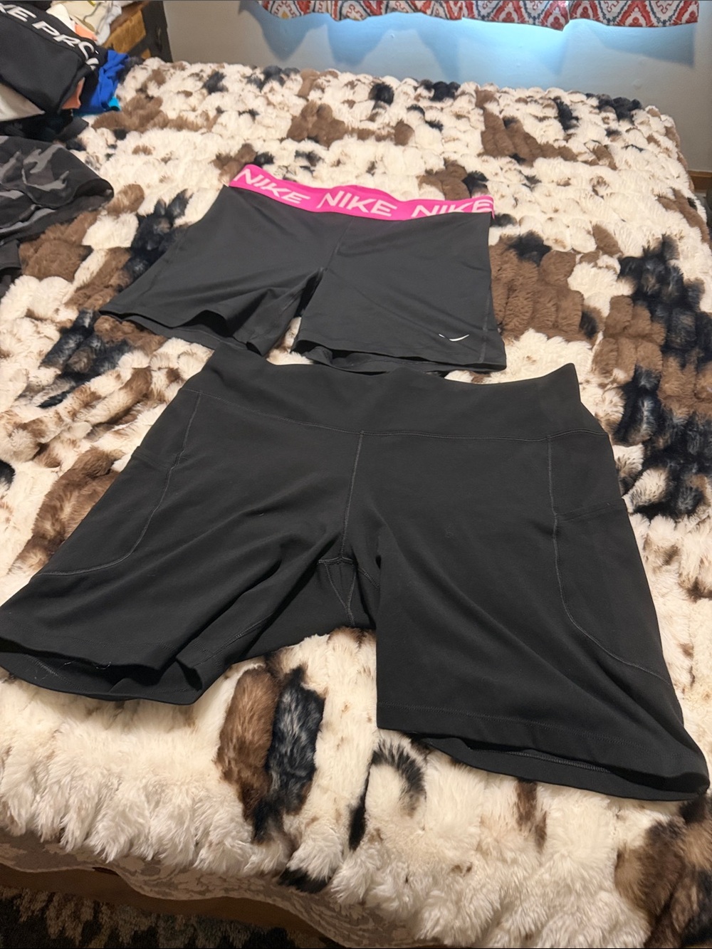 Nike Women’s Black Bike Shorts with Pink Logo Waistband